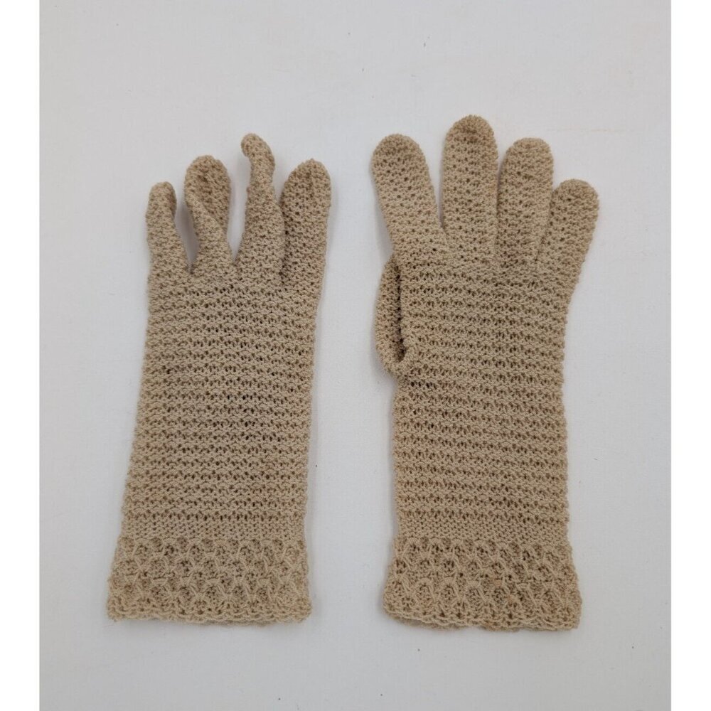 Vintage Women's Dress Gloves Beige Short Wrist